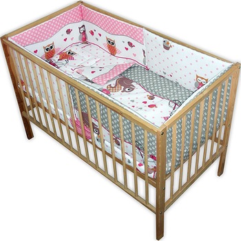 Lenjerie patut Hubners Bufnite 5 piese roz Lenjerie patut Hubners Bufnite 5 piese roz