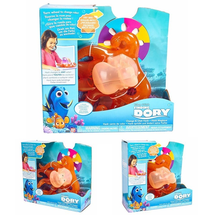 DISNEY FINDING DORY Change 'n' Chat Hank A polip Hank világít és beszél interaktív játék, 364503 3-12