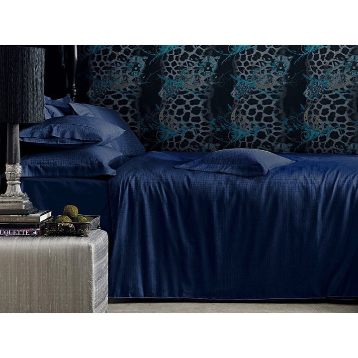 2 személyes ágynemű, Valeron, Krokodil, Navy, Egyiptomi pamut, 6 db