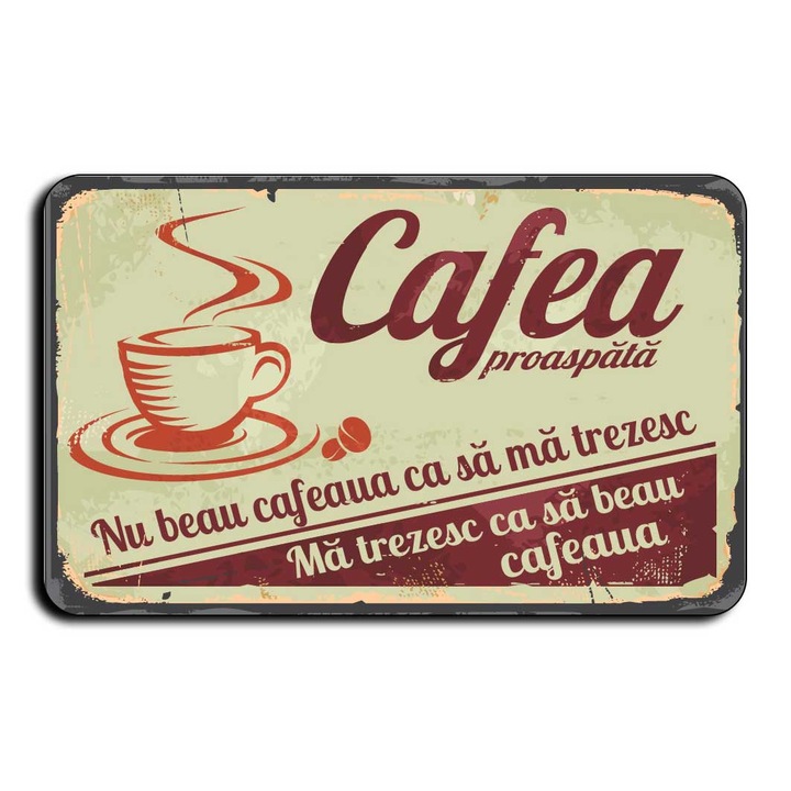 Magnet decorativ, Ma trezesc ca sa beau cafeaua, 8x5cm