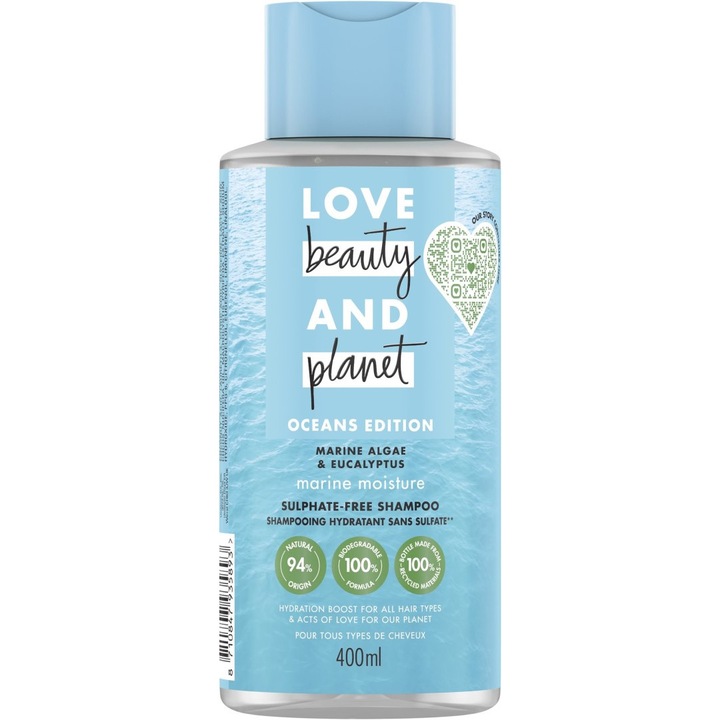 Хидратиращ шампоан Love Beauty & Planet Marine Algae & Eucalyptus, 400 мл