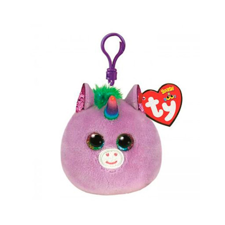 Ty Squishy Beanies ROSETTE Unicorn лилаво, ключодържател плюш 8,5 см