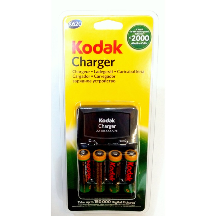 Incarcator Kodak de acumulatori r3 si r6 + 4 acumulatori r6 de 2100mh