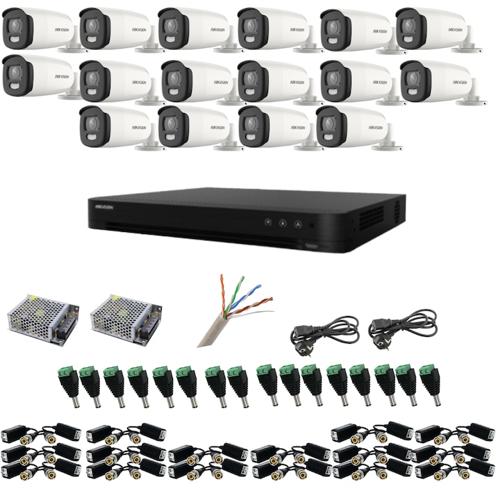 Sistem supraveghere video ultra profesional Hikvision 6 camere exterior 5MP Turbo HD cu IR 40M, DVR 8 canale, full accesorii