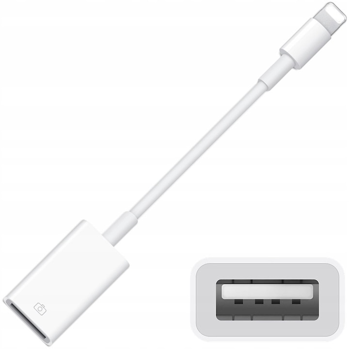 Adapter CO2, Lightning - USB, USB-A 3.0, Memory Stick iPhone 5 / 6 / 7 / 8 / X / XS / XR / SE / 11 / 12 / 13 / 14 / Plus / Pro / Max készülékhez, fehér