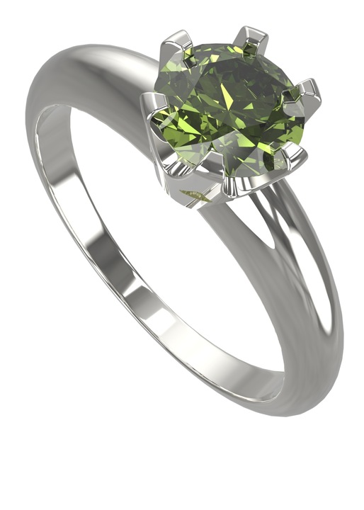 Дамски пръстен A-B, молдавит, бяло злато 14 K, метеоритен камък