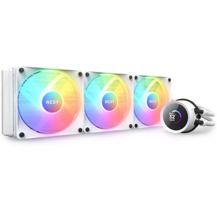 NZXT Kraken 360 RGB CPU hűtő, AMD/Intel kompatibilis, ARGB vezérlő, fehér