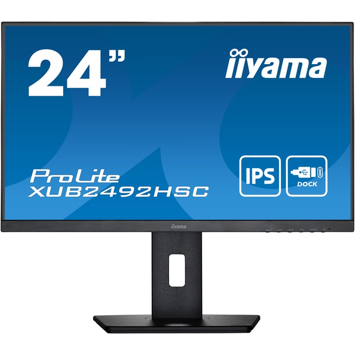 Монитор iiyama ProLite 23.8", IPS, Full HD, 75Hz, 4ms, DisplayPort, USB-C, Pivot, Vesa, Черен
