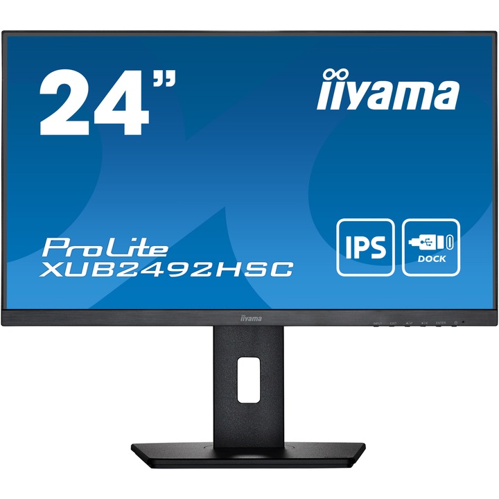 Iiyama ProLite 23.8" LED IPS monitor, FullHD, 75Hz, DisplayPort, USB-C, Pivot, VESA, Fekete