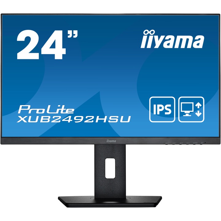 Монитор iiyama ProLite 23.8", IPS, Full HD, 75Hz, 4ms, DisplayPort, Pivot, Vesa, Черен