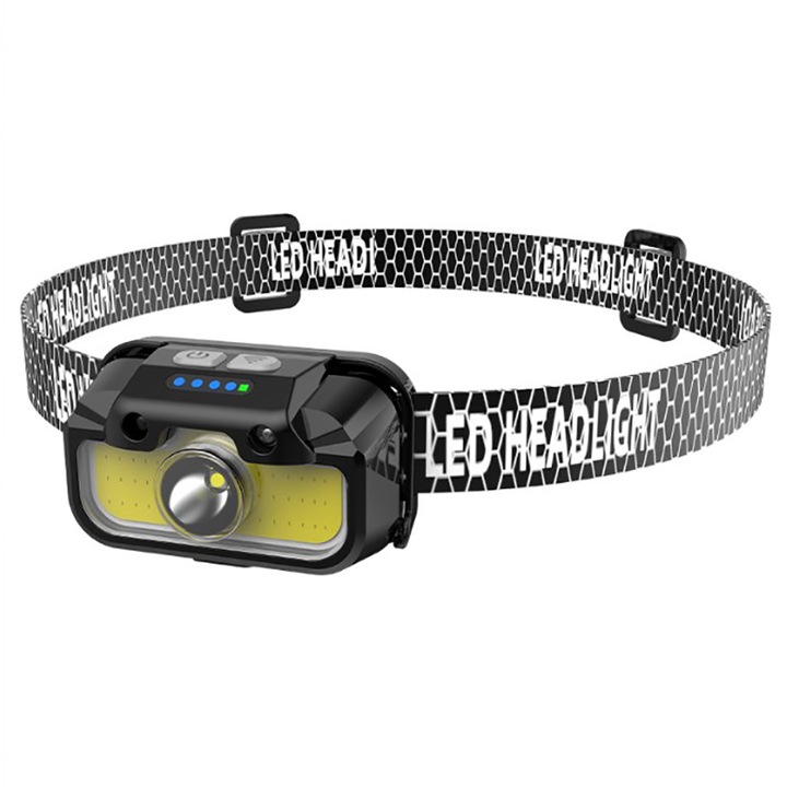 Преден LED фенер, Bomstom, 5W, 1000 lm, USB зареждане, 1000 mAh, черен