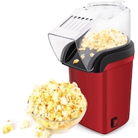 Aparat cu Aer Cald de facut Popcorn Bukate®, Gata in max. 3 min, 1200W, Recipient dozator Boabe, Rosu