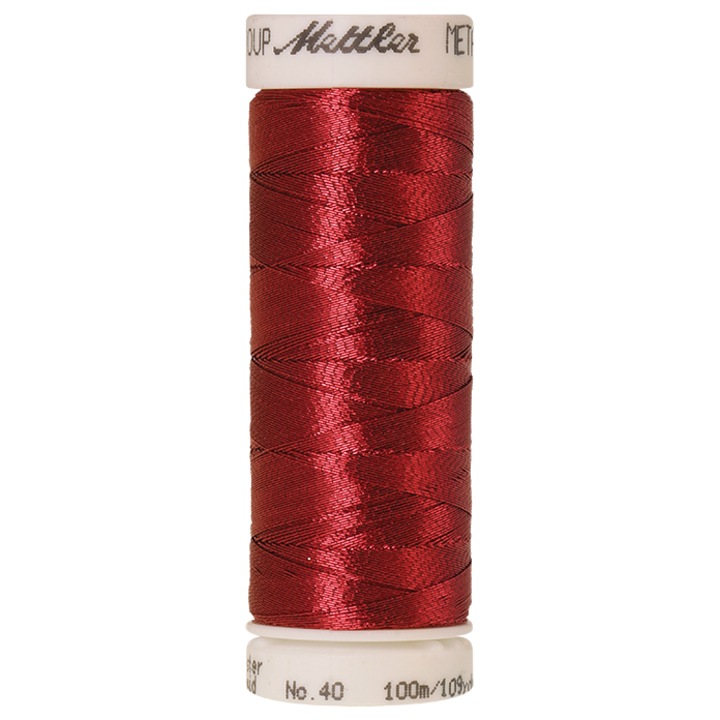 Ata metalica, finete 40, bobina 100 m, pentru brodat si cusaturi decorative Mettler METALLIC Bright Rubin
