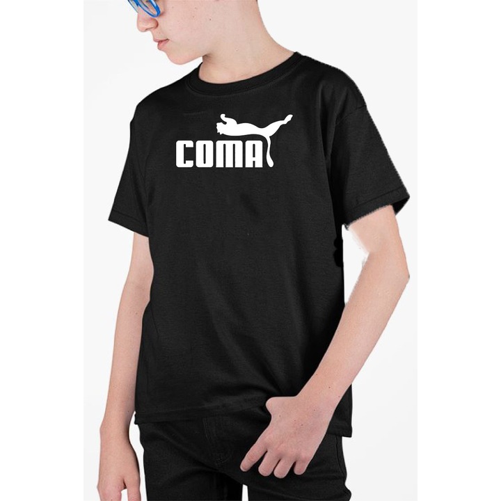 Tricou personalizat pentru copii cu imprimeu, Company - Coma, Bumbac, Negru, 116-128 CM, 6 ani