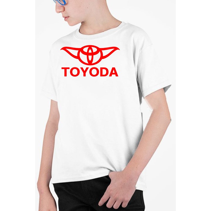 Tricou personalizat pentru copii cu imprimeu, Company - Toyoda, Bumbac, Alb, 128-140 CM, 8 ani