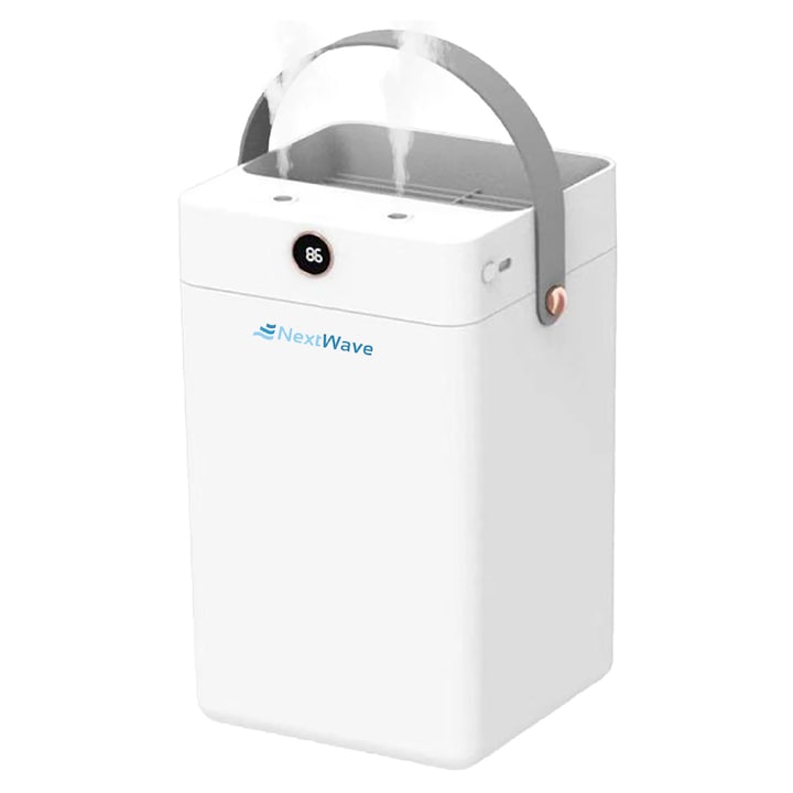 Umidificator de aer Ultrasonic NextWave® cu 2 Difuzoare aromaterapie, rezervor 3L, display umiditate, pentru Casa si Birou, silentios, Culoare Alb