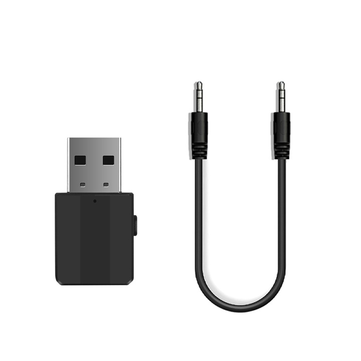 Adaptor Bluetooth 5.0 elSales ELS-BLTH, conector USB, AUX stereo 3,5 mm, negru