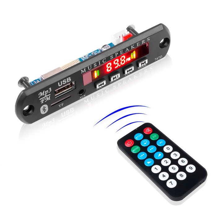 Kit adaptor radio FM elSales ELS-MP3, AUX, bluetooth MP 3, cu telecomanda, negru