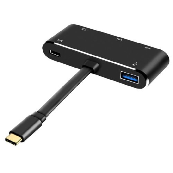 Adaptor HDMI/USB-C, Aliaj aluminiu, Negru - eMAG.ro