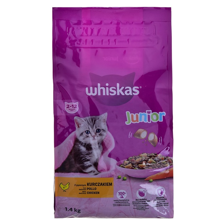 Hrana uscata pentru pisici Junior, WHISKAS, Multicolor, 1.4kg