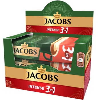 Cafea instant, Jacobs 3 in 1 Intense, 17.5 g x 24 plicuri Cafea instant, Jacobs 3 in 1 Intense, 17.5 g x 24 plicuri