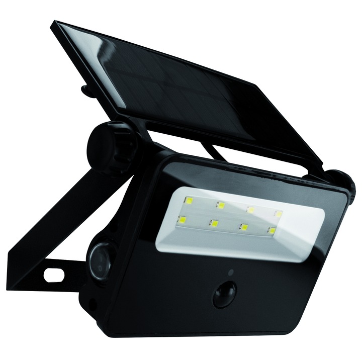 Proiector solar, IP65, 6500K, 200lm, Negru
