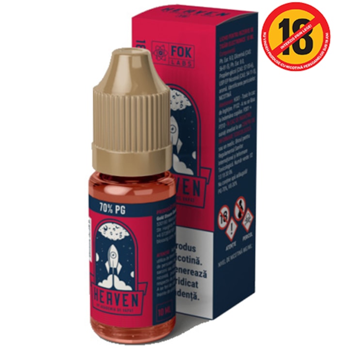 Lichid pentru tigara electronica, FOK Labs, 10ml, Heaven, by Academia de Vapat, 18mg/m
