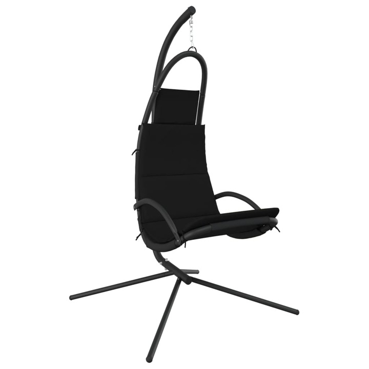 Scaun suspendat de gradina, VidaXL, Perna inclusa, Nylon/Otel, Negru