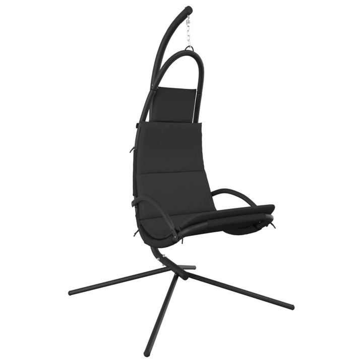 Scaun balansoar de gradina, VidaXL, Perna inclusa, Nylon/Otel, Negru/Gri