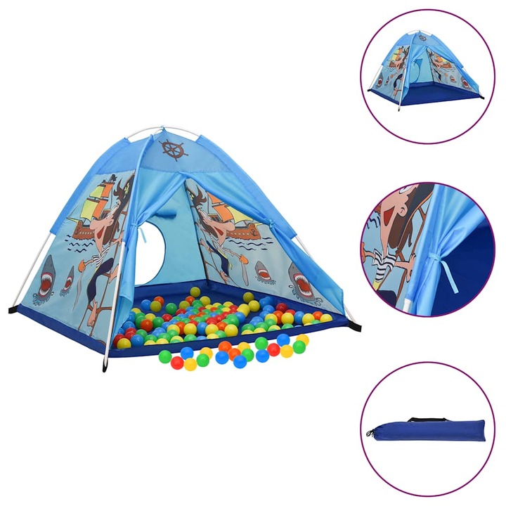vidaXL kék gyerekjátszósátor 250 labdával 120 x 120 x 90 cm 3107742
