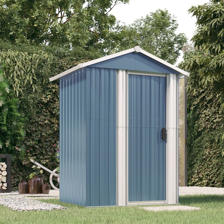 Casuta de gradina, VidaXL, Otel galvanizat,126x97,5x177 cm, Gri, 316234