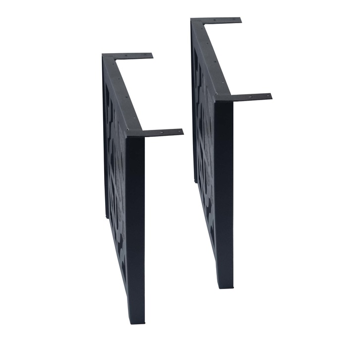 Set 2 picioare metalice pentru masa PM3-45, negru, 55x45cm