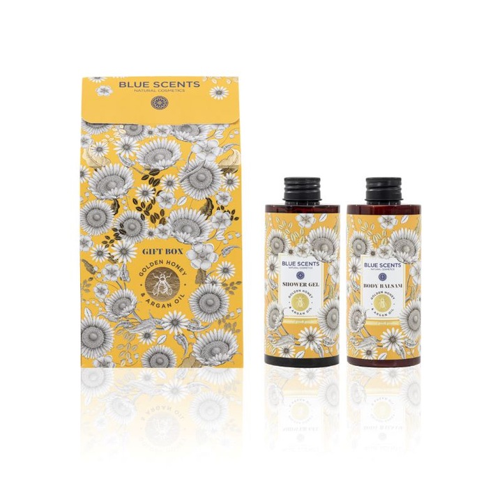 Set Cadou Blue Scents Golden Honey, Gel de Dus/Balsam de Corp, 2x300ml, pentru Femei