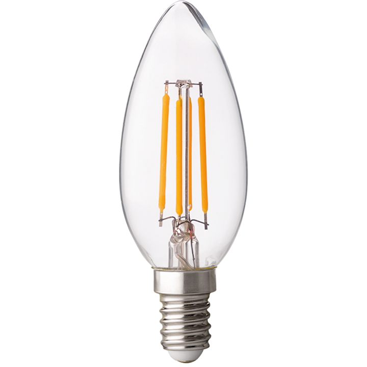 LED Filament Лампа, Конус, Димираща, 4W, E14, 2700K, 220-240V AC, Топла светлина, Ultralux