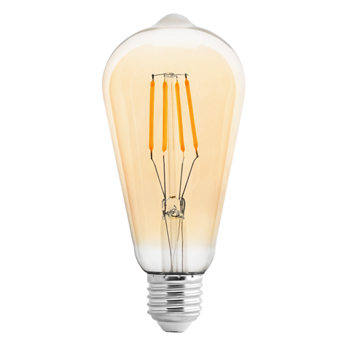 LED Filament, Лампа Крушка, Димираща, 4W, E27, 2500K, 220-240V AC, Амбър, Ultralux