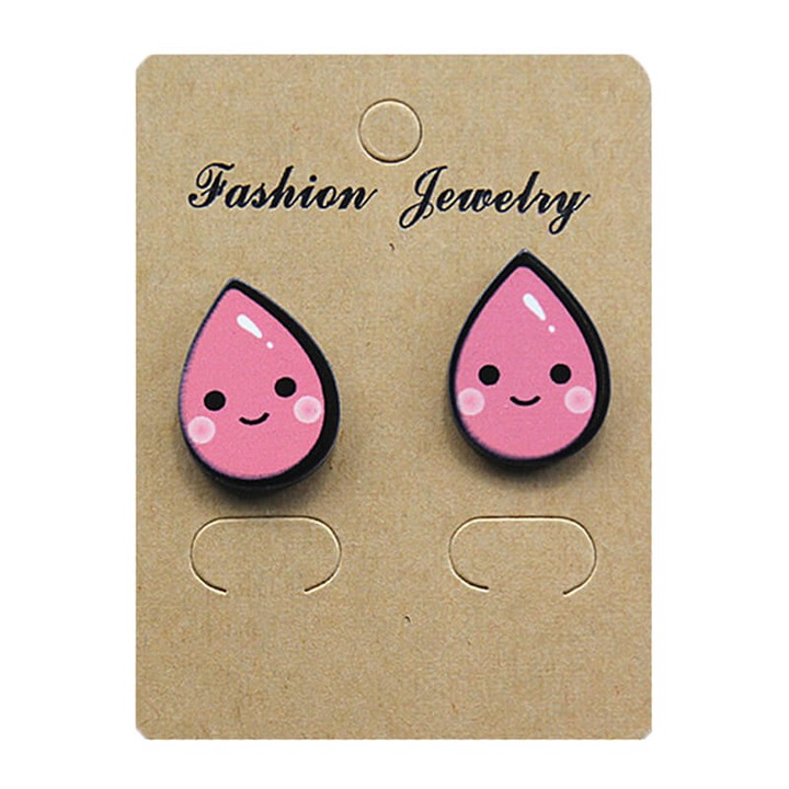 Cercei zambareti stud mici, multicolori, model cu forma, Pufoseria, 99461208