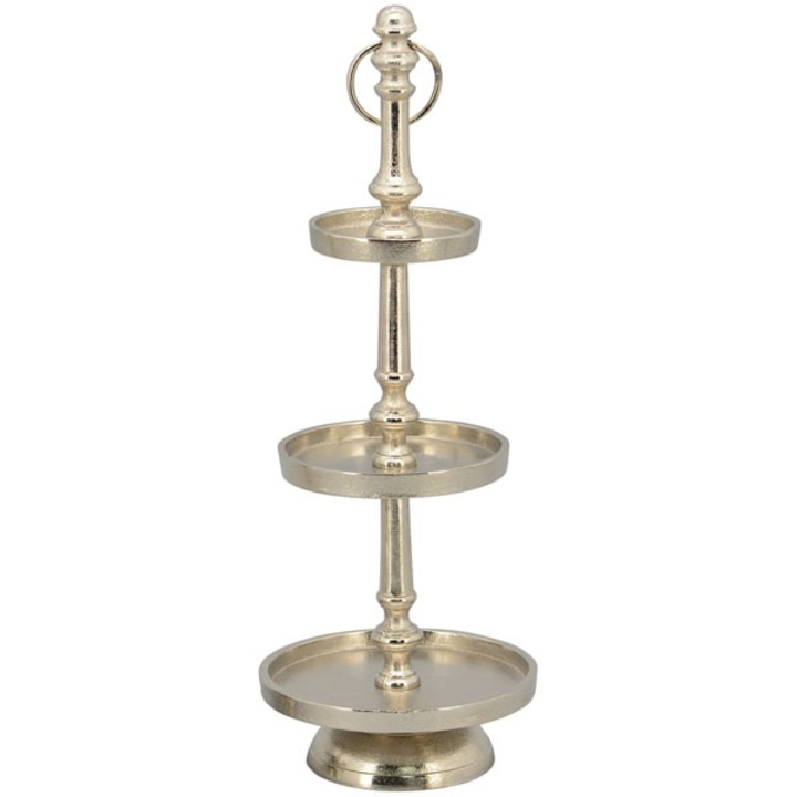 Platou de bucatarie cu 3 etaje, Exner, Aluminiu, 16 x 16 x 45 cm, Argintiu