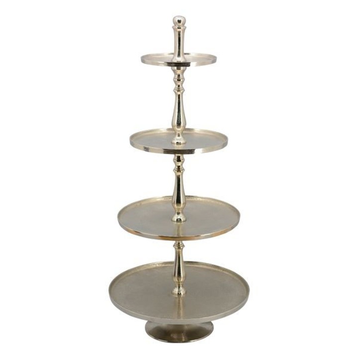 Suport supraetajat pentru tort, Exner, Aluminiu, 56x56x130 cm, Auriu
