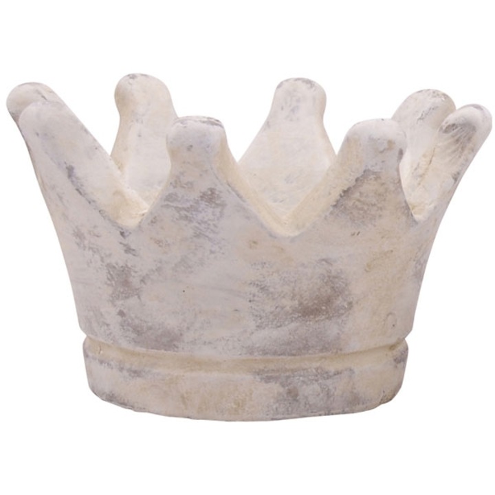 Dekoratív alátámasztás, Exner, Cement, Korona modell, 13,5x13,5x9 cm, Krém/fehér