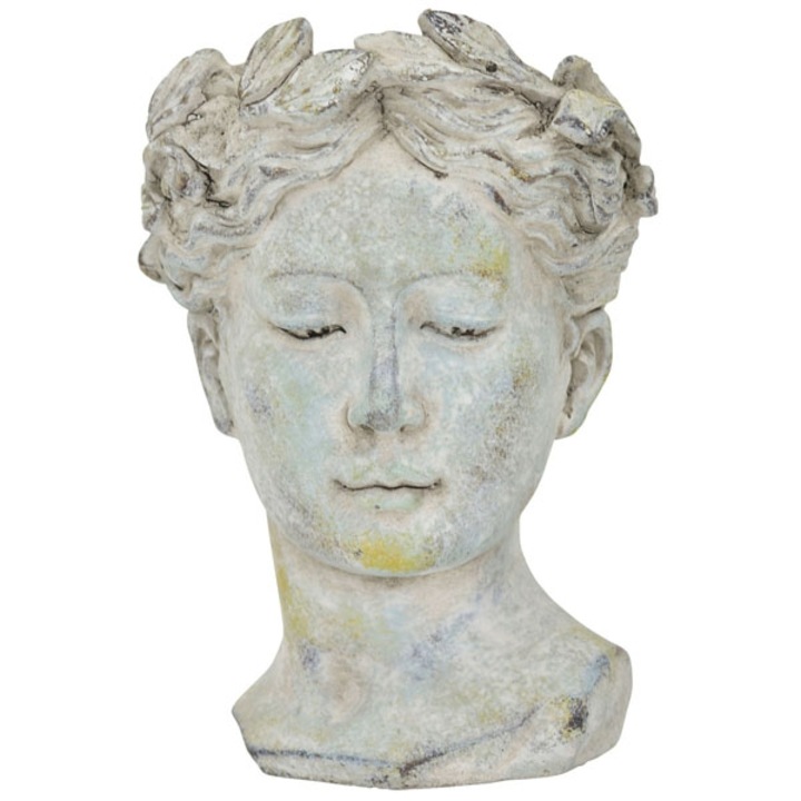 Dísznövény mellszobor, EXNER, cement, 16x15x21,5 cm