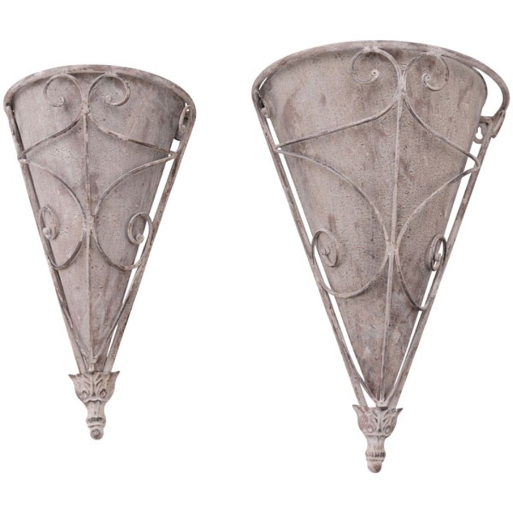 2 db fali tartókészlet Exner edényekhez, 22 x 14 x 27 cm, 28,5 x 18 x 33 cm, fém, szürke