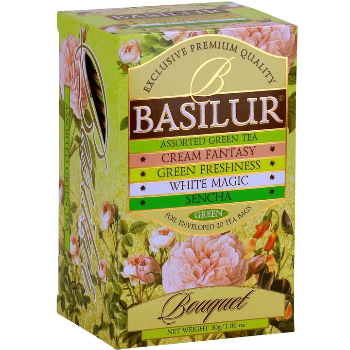 Зелен чай Basilur, Асорти "Букет", 20 торбички, 30 г