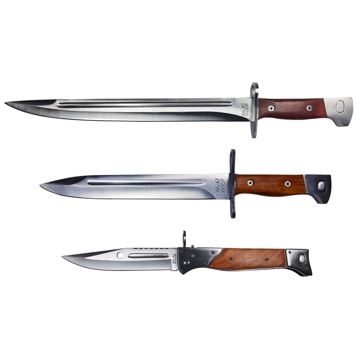 3 db Depox®, Ak Specialist vadászkés készlet, rozsdamentes acél, barna, tokkal