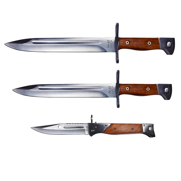 3 db Depox vadászkés készlet, Ak Undercover, rozsdamentes acél, barna, tok mellékelve