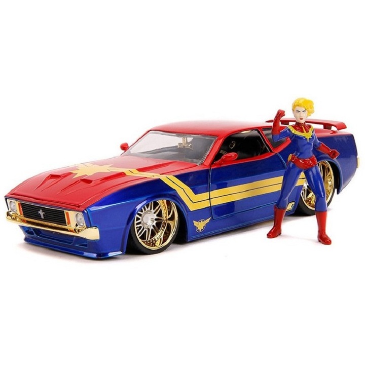 Фигура с кола Jada Marvel Avengers Captain America Ford Mustang 1973, 1:24, 20см