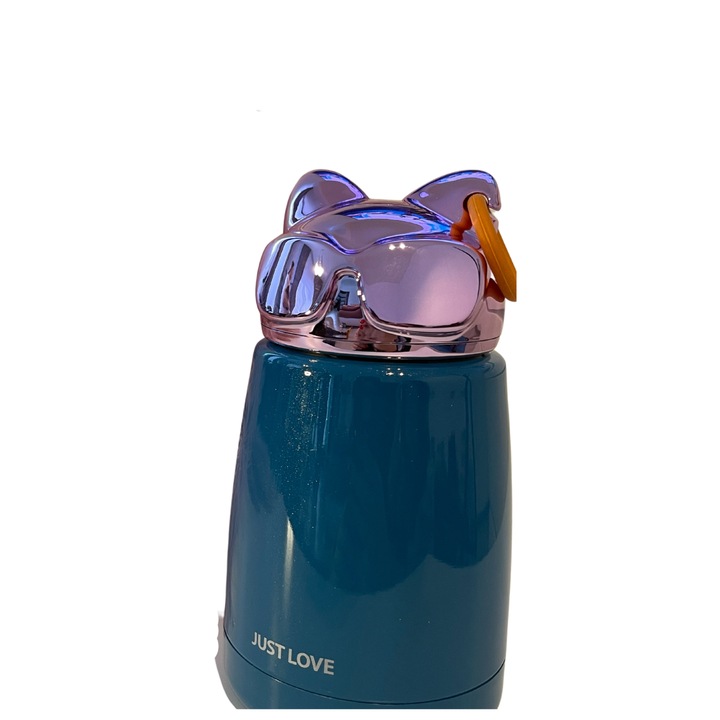 Termos inox, broscuta cu ochelari, Albastru, 300 ml