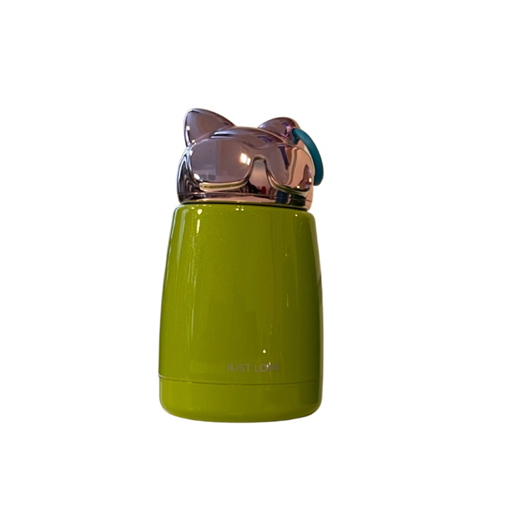 Termos inox, broscuta cu ochelari, Verde olive, 300 ml