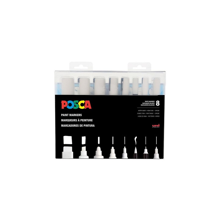Комплект от 8 маркера Posca, маркер за рисуване, бял