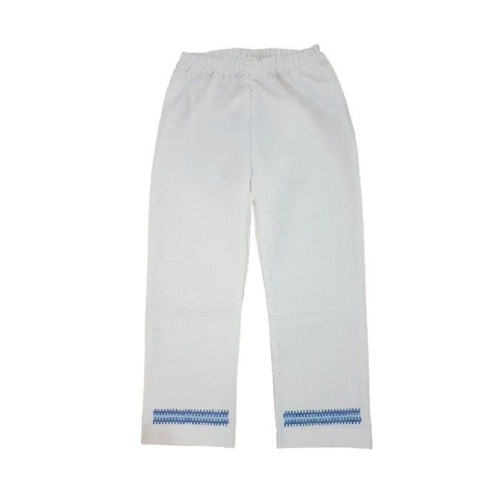Панталон за момче с традиционна бродерия, Magic Mirror Fashion, памук, бял