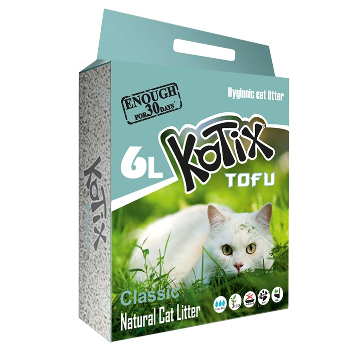 Asternut igienic pentru pisici TOFU Kotix Classic 6L, 2.5kg